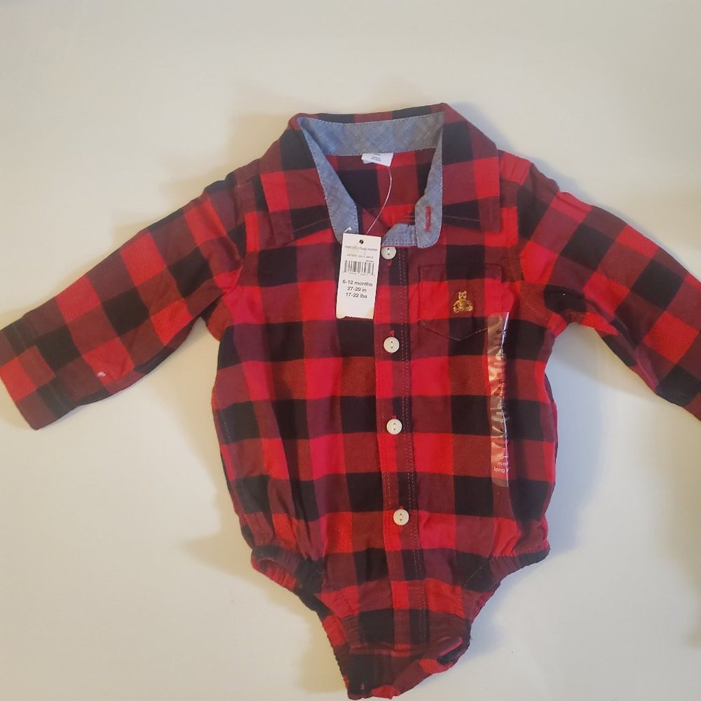 Gap Baby Buffalo Plaid Onesie size 6-12 months